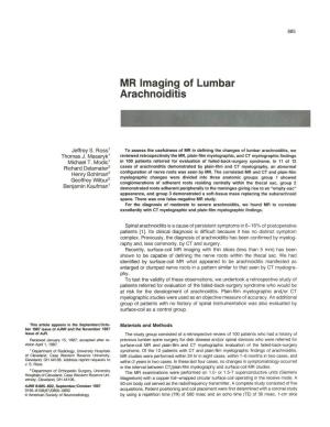 MR Imaging of Lumbar Arachnoiditis