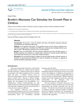 Brodie's Abscesses Can Stimulate the Growth Plate in Children