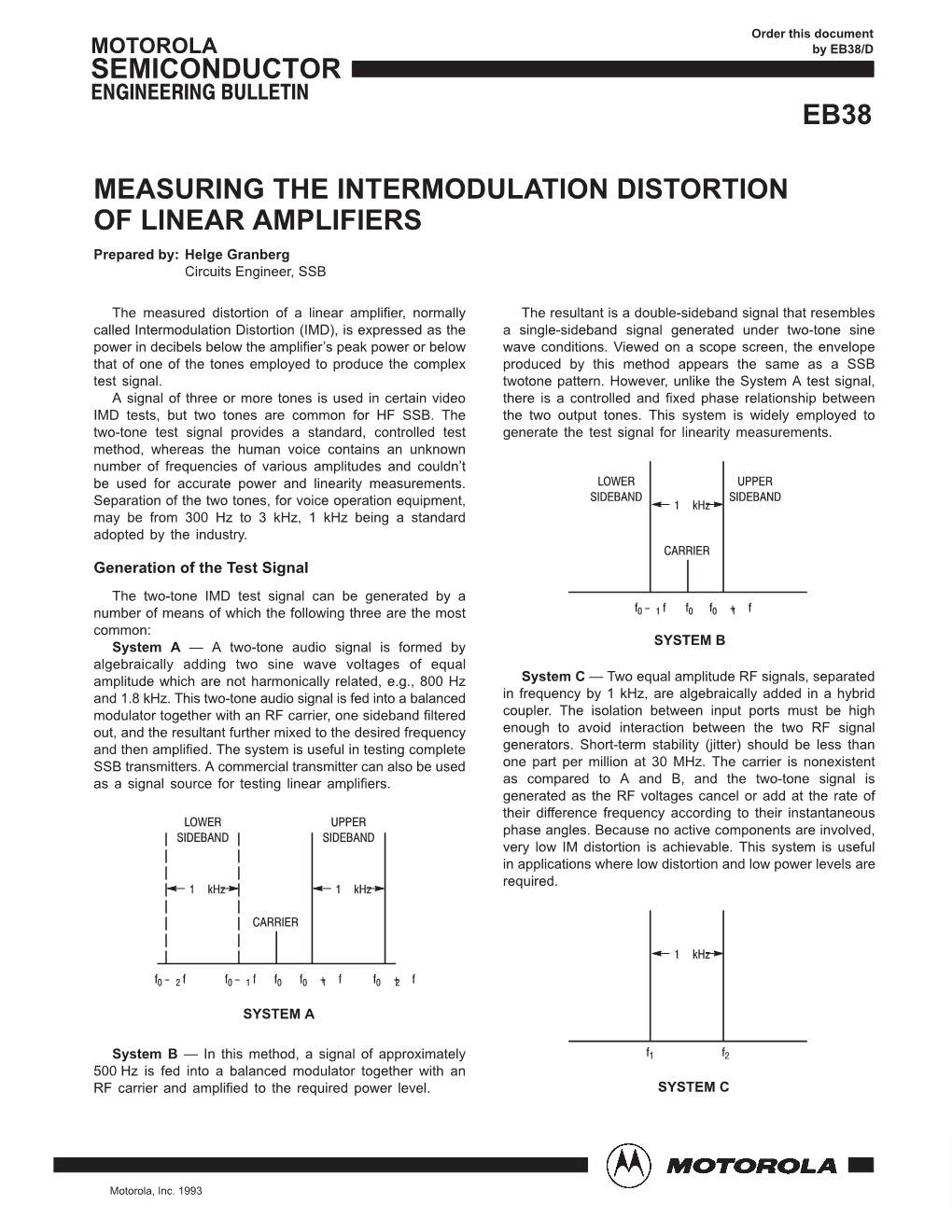 Measuring the IMD of SSB Linear Amplifiers