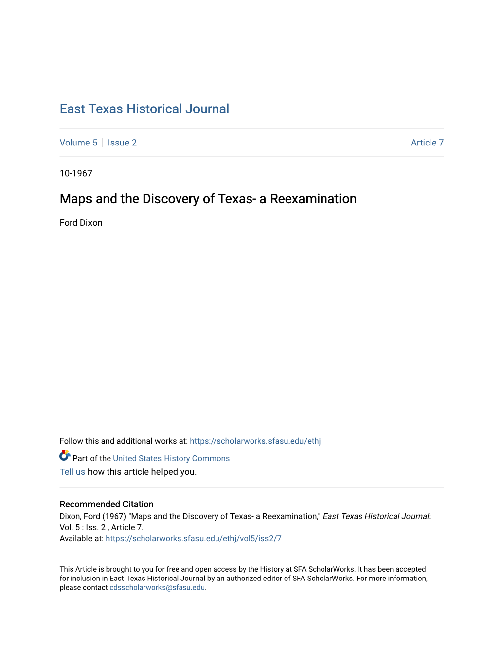 Maps and the Discovery of Texas- a Reexamination