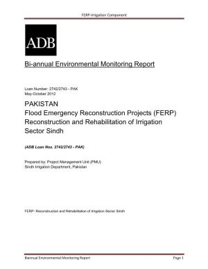 PAKISTAN Flood Emergency Reconstruction Projects (FERP) Reconstruction and Rehabilitation of Irrigation Sector Sindh