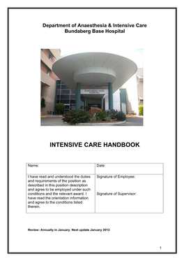 Department of Anaesthesia, Intensive Care, Bundaberg Base Hospital