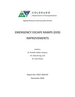 EMERGENCY ESCAPE RAMPS (EER) IMPROVEMENTS November 20, 2018