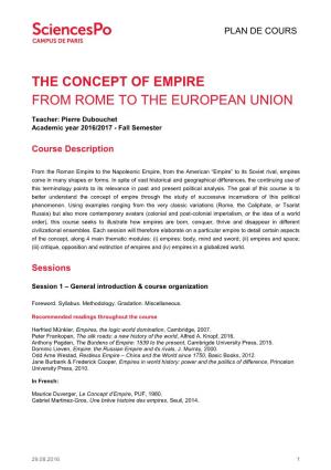 The Concept of Empire from Rome to the European Union