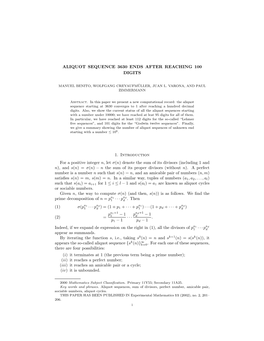 Aliquot Sequence 3630 Ends After Reaching 100 Digits