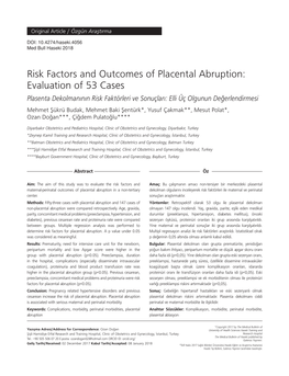 Risk Factors and Outcomes of Placental Abruption