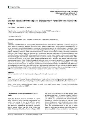 Expressions of Feminism on Social Media in Spain