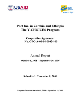 Pact Inc. in Zambia and Ethiopia the Y-CHOICES Program Annual Report