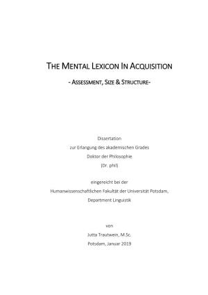 The Mental Lexicon in Acquisition