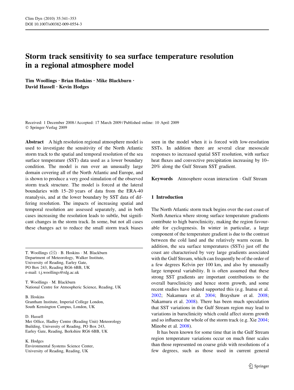 Storm Track Sensitivity to Sea Surface Temperature Resolution in a Regional Atmosphere Model