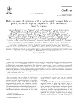Detecting Areas of Endemism with a Taxonomically Diverse Data Set: Plants, Mammals, Reptiles, Amphibians, Birds, and Insects from Argentina