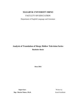 Analysis of Translation of Sleepy Hollow Television Series Bachelor Thesis