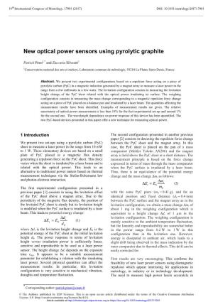New Optical Power Sensors Using Pyrolytic Graphite