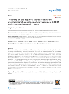 Teaching an Old Dog New Tricks: Reactivated Developmental Signaling Pathways Regulate ABCB1 and Chemoresistance in Cancer