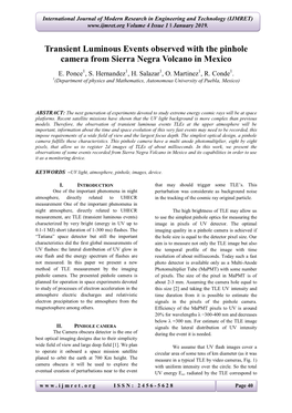 Transient Luminous Events Observed with the Pinhole Camera from Sierra Negra Volcano in Mexico