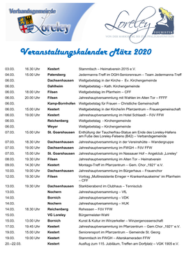 Veranstaltungskalender März 2020