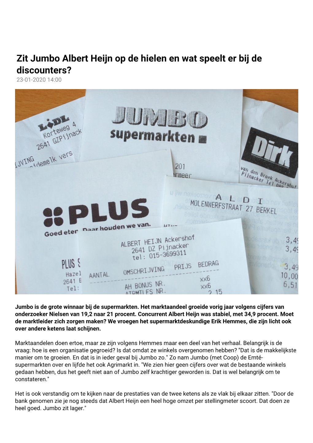 Zit Jumbo Albert Heijn Op De Hielen En Wat Speelt Er Bij De Discounters? 23-01-2020 14:00