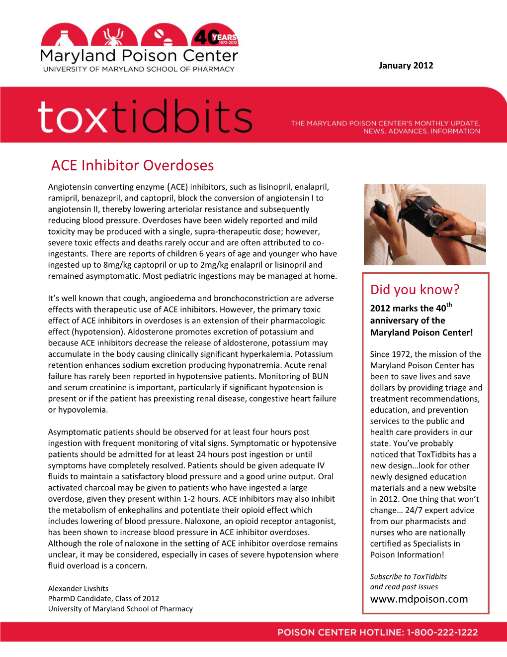 ACE Inhibitor Overdoses