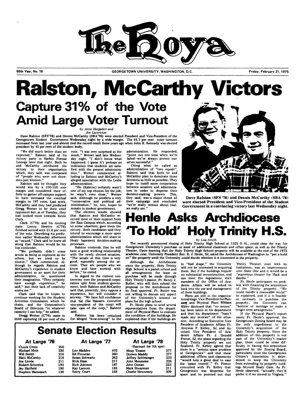 Ralston, Mccarthy Victors Capture 31% of the Vote -- ~