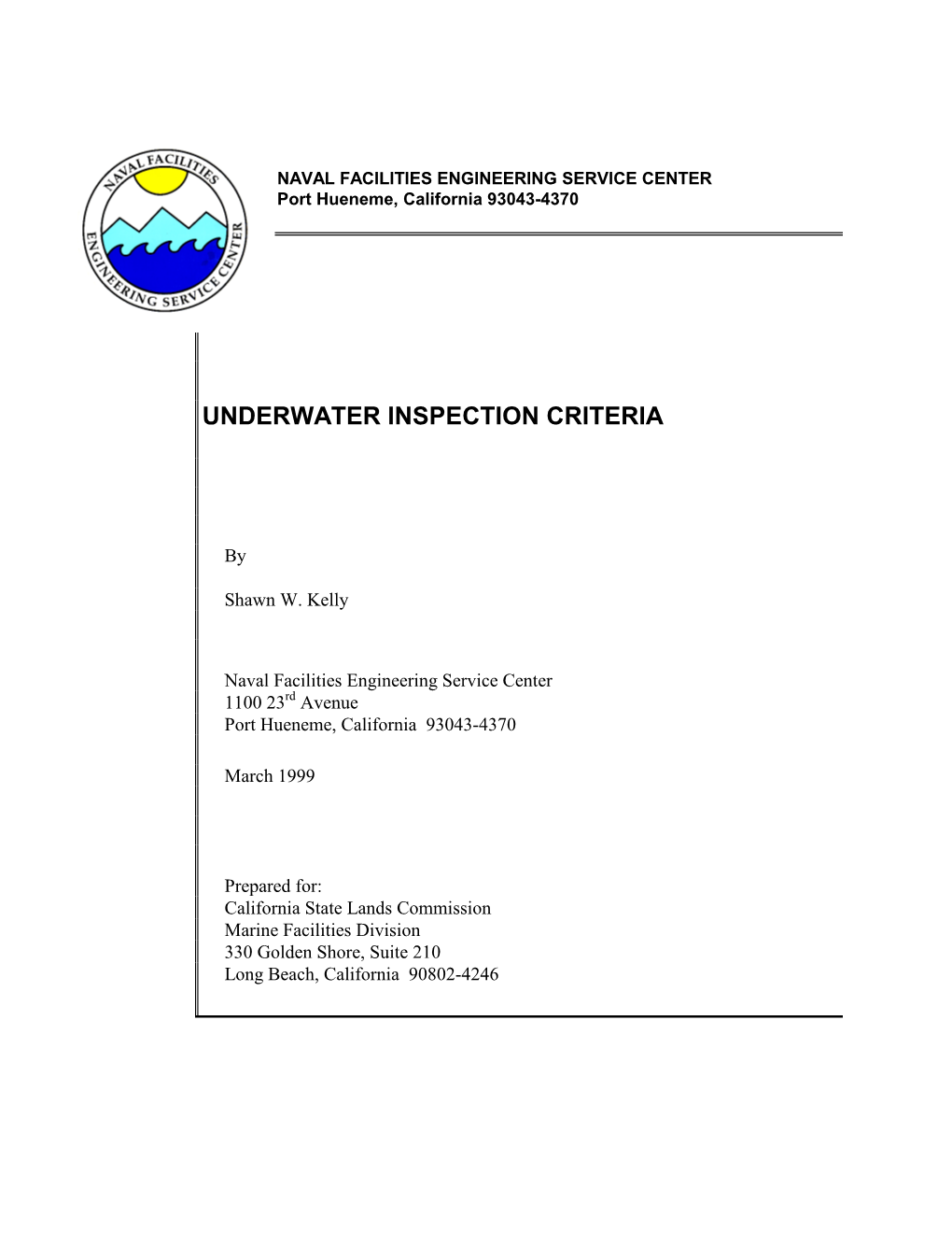 Underwater Inspection Criteria