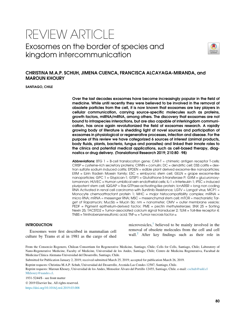 Exosomes on the Border of Species and Kingdom Intercommunication