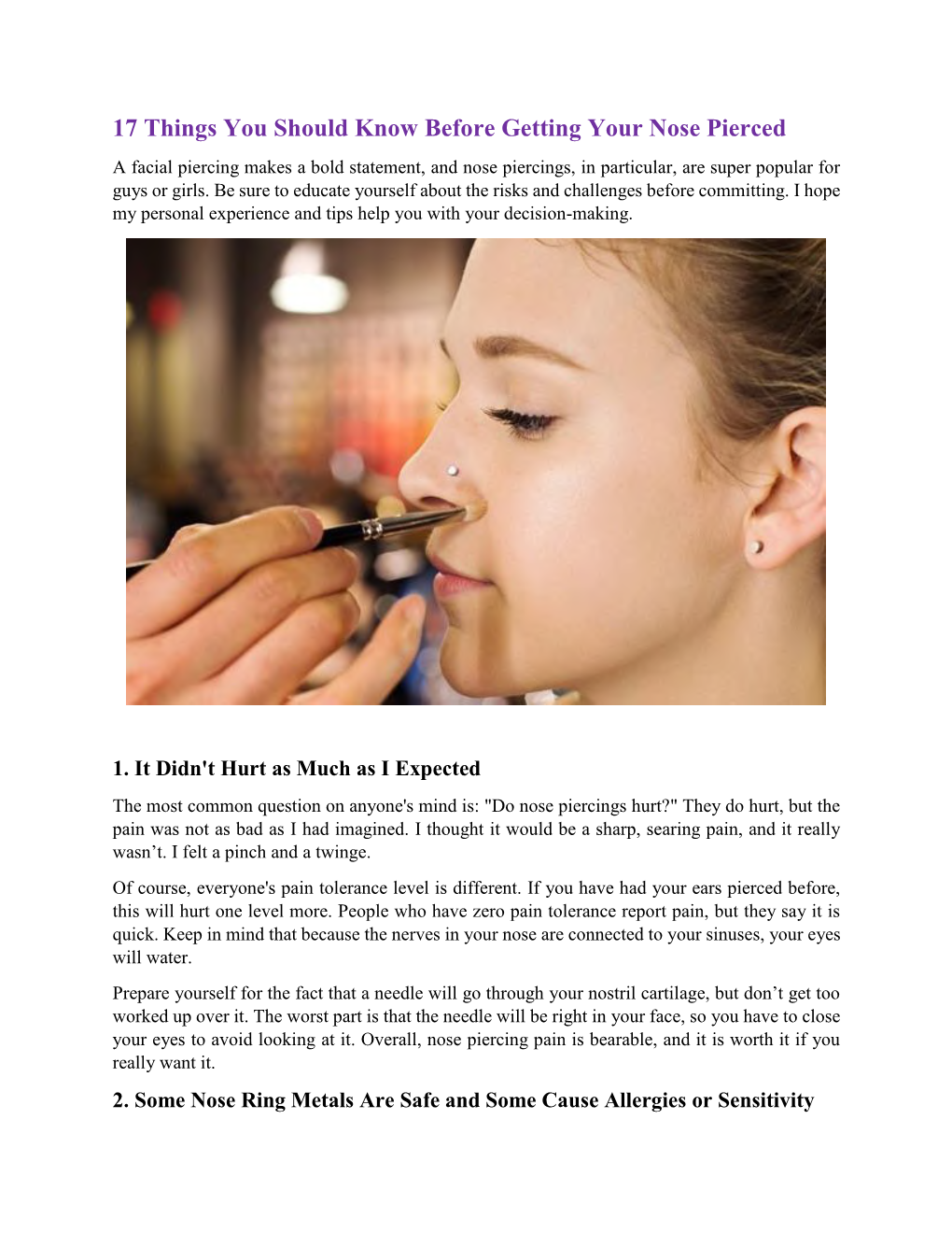 17 Things You Should Know Before Getting Your Nose Pierced