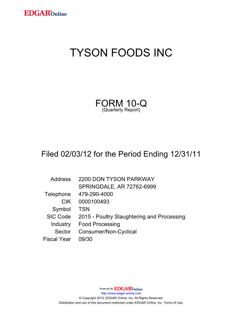 Tyson Foods Inc