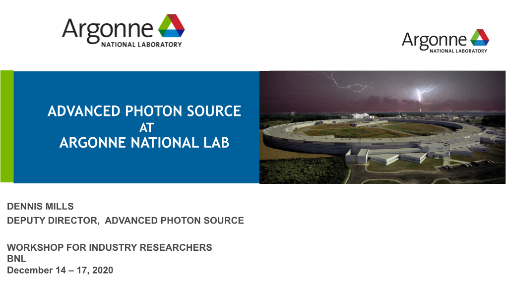 Advanced Photon Source Argonne National