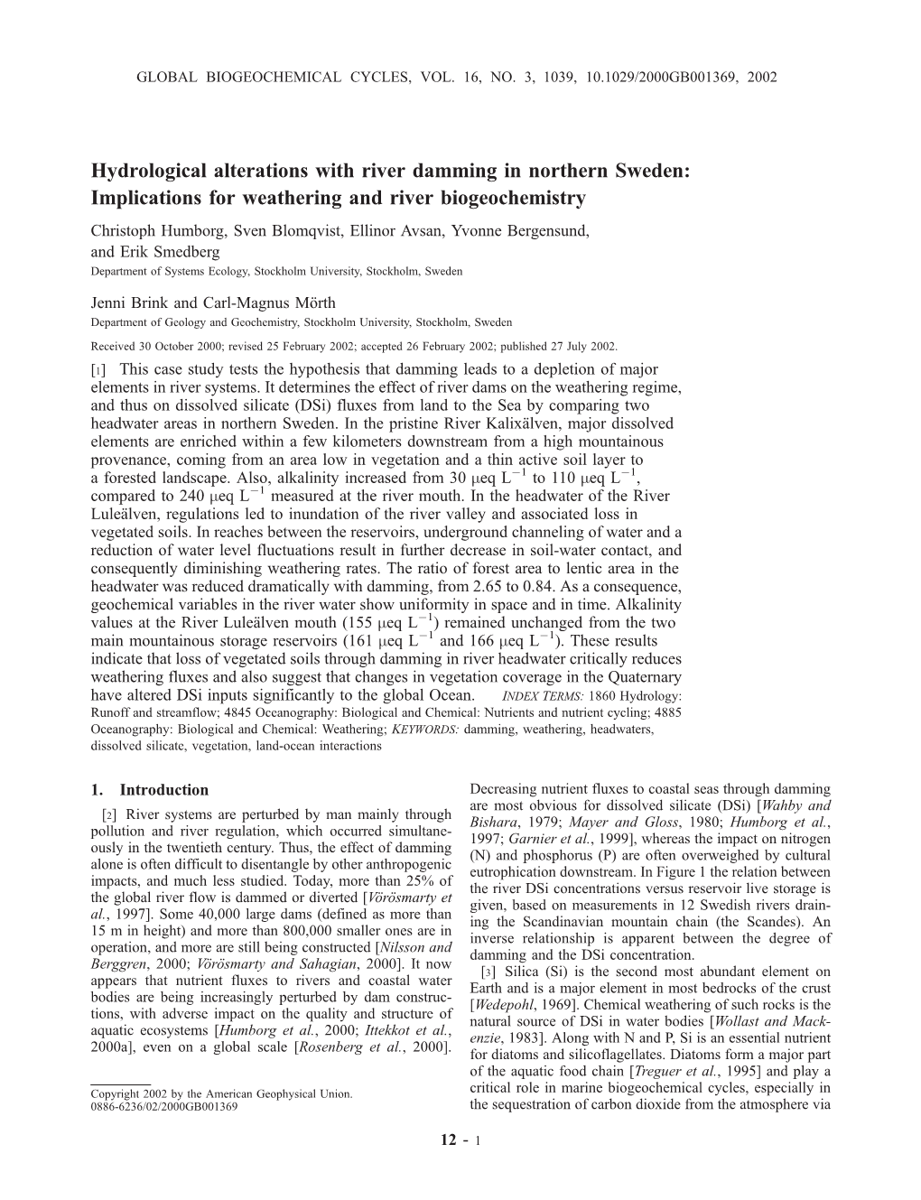 Hydrological Alterations with River