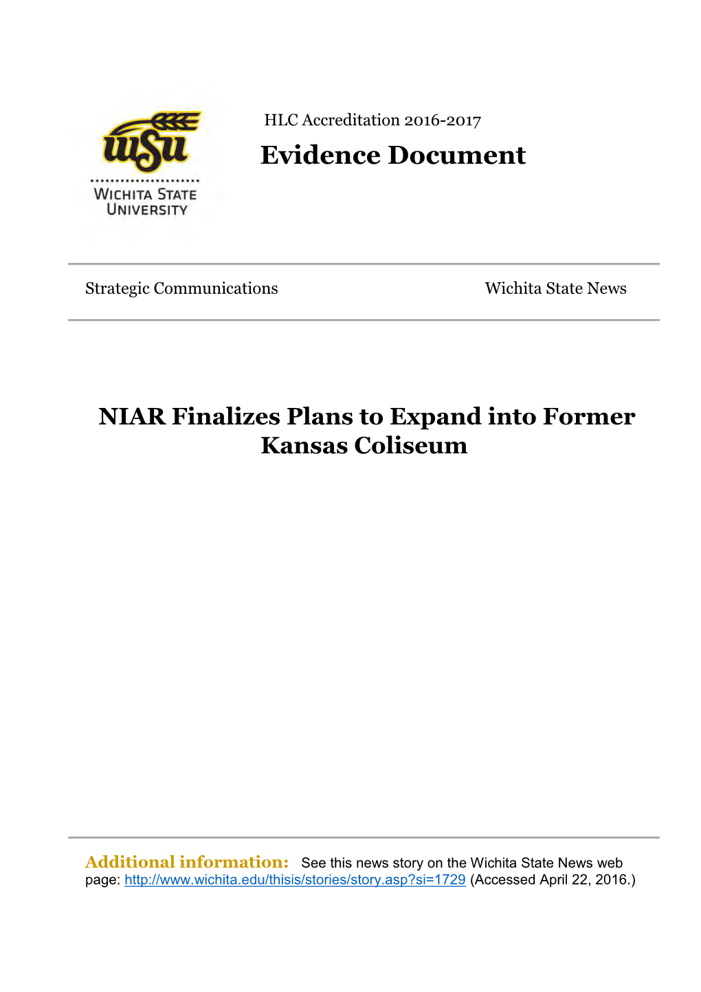 NIAR Finalizes Plans to Expand Into Former Kansas Coliseum