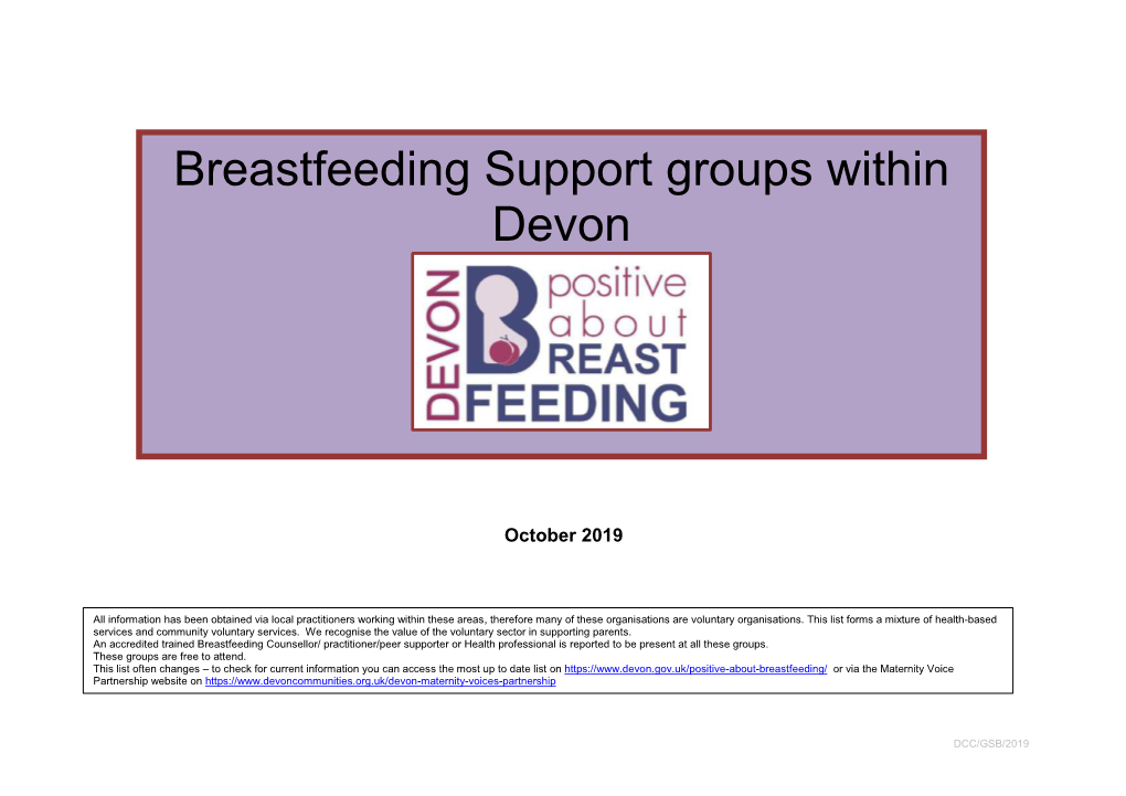 Breastfeeding Support Groups Within Devon