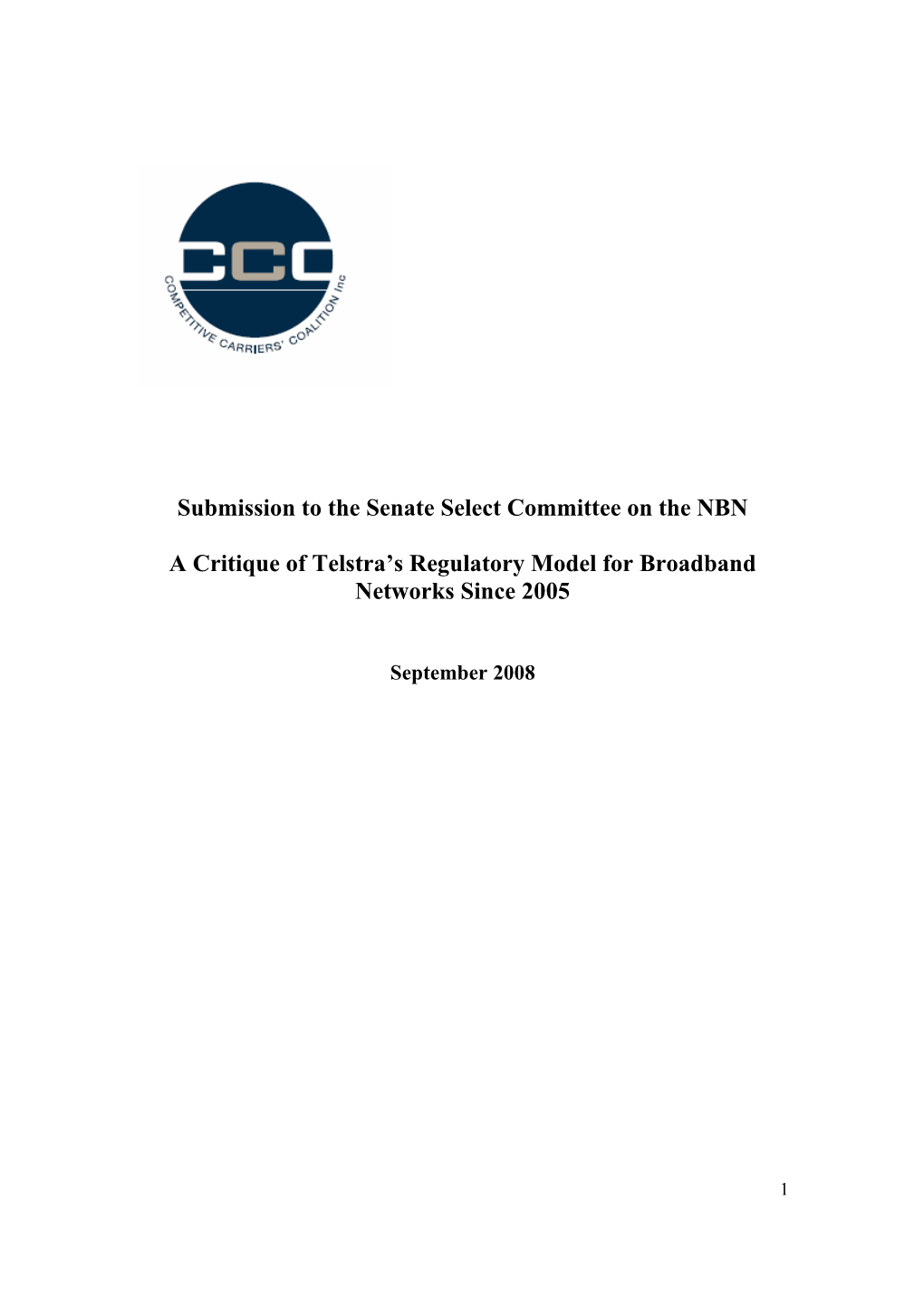 Submission: Senate Select Committee on the National Broadband Network