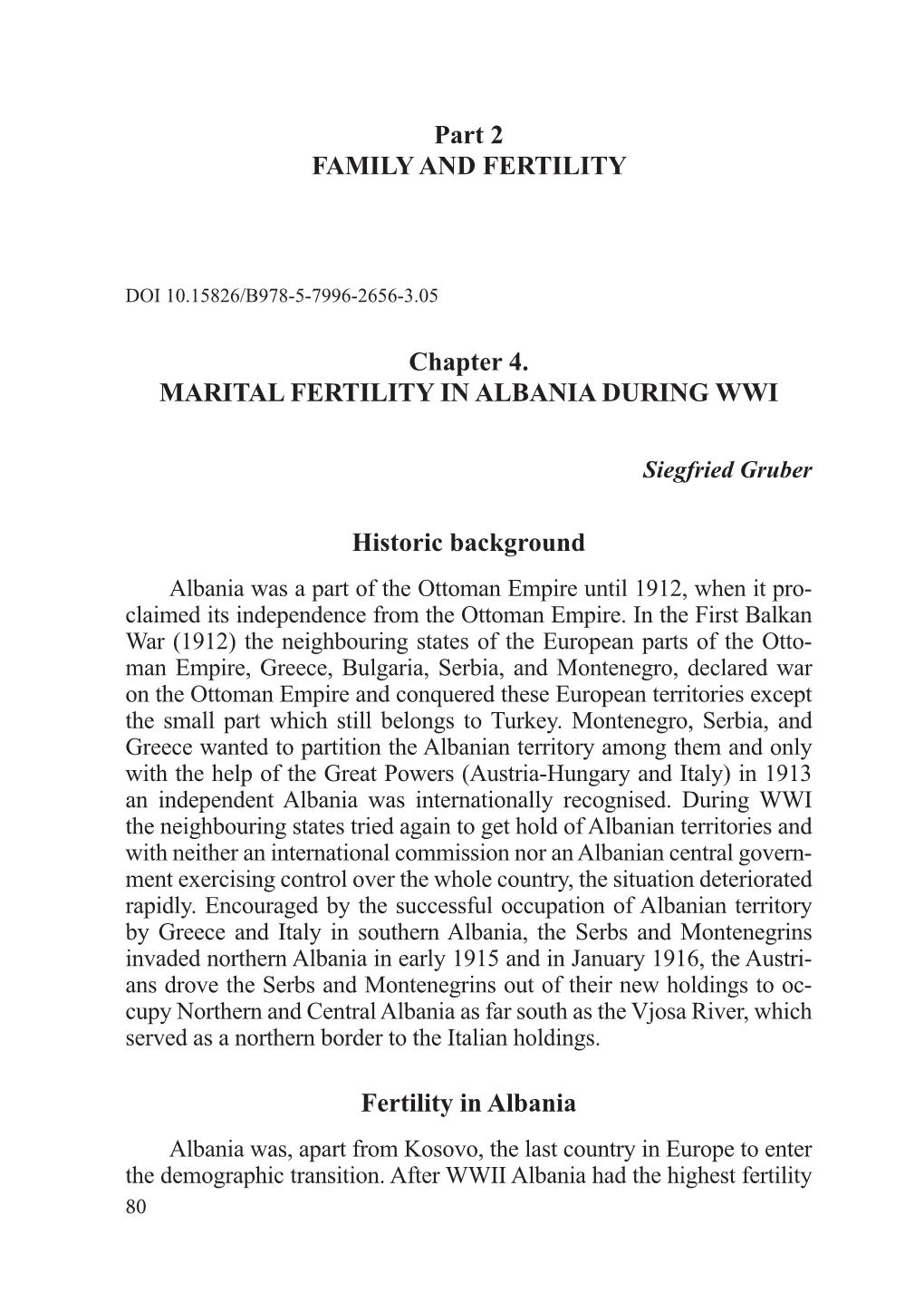 Chapter 4. MARITAL FERTILITY in ALBANIA DURING WWI