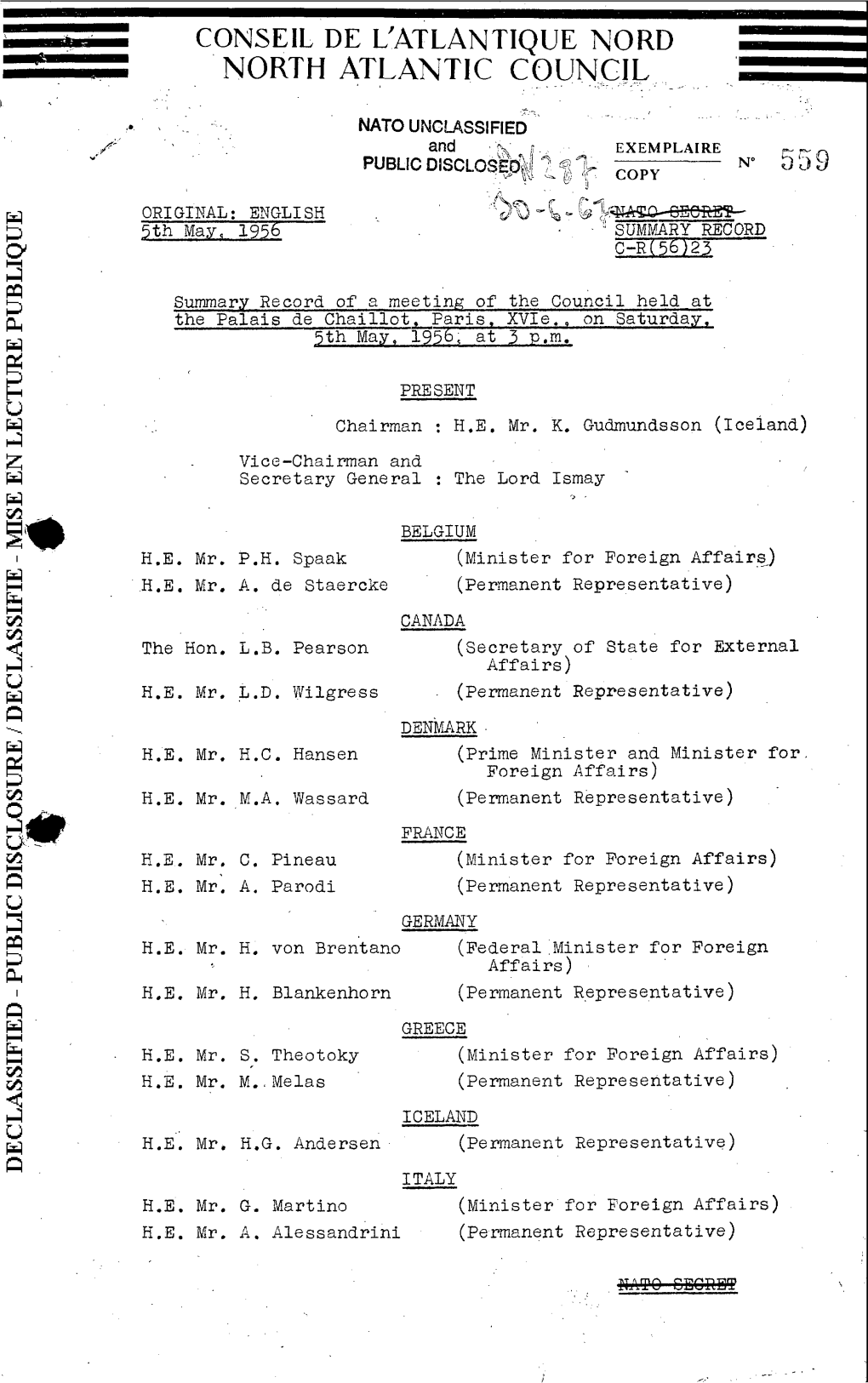 NORTH ATLANTIC COUNCIL L- - I L .A , NATO UNCLASSIFIED