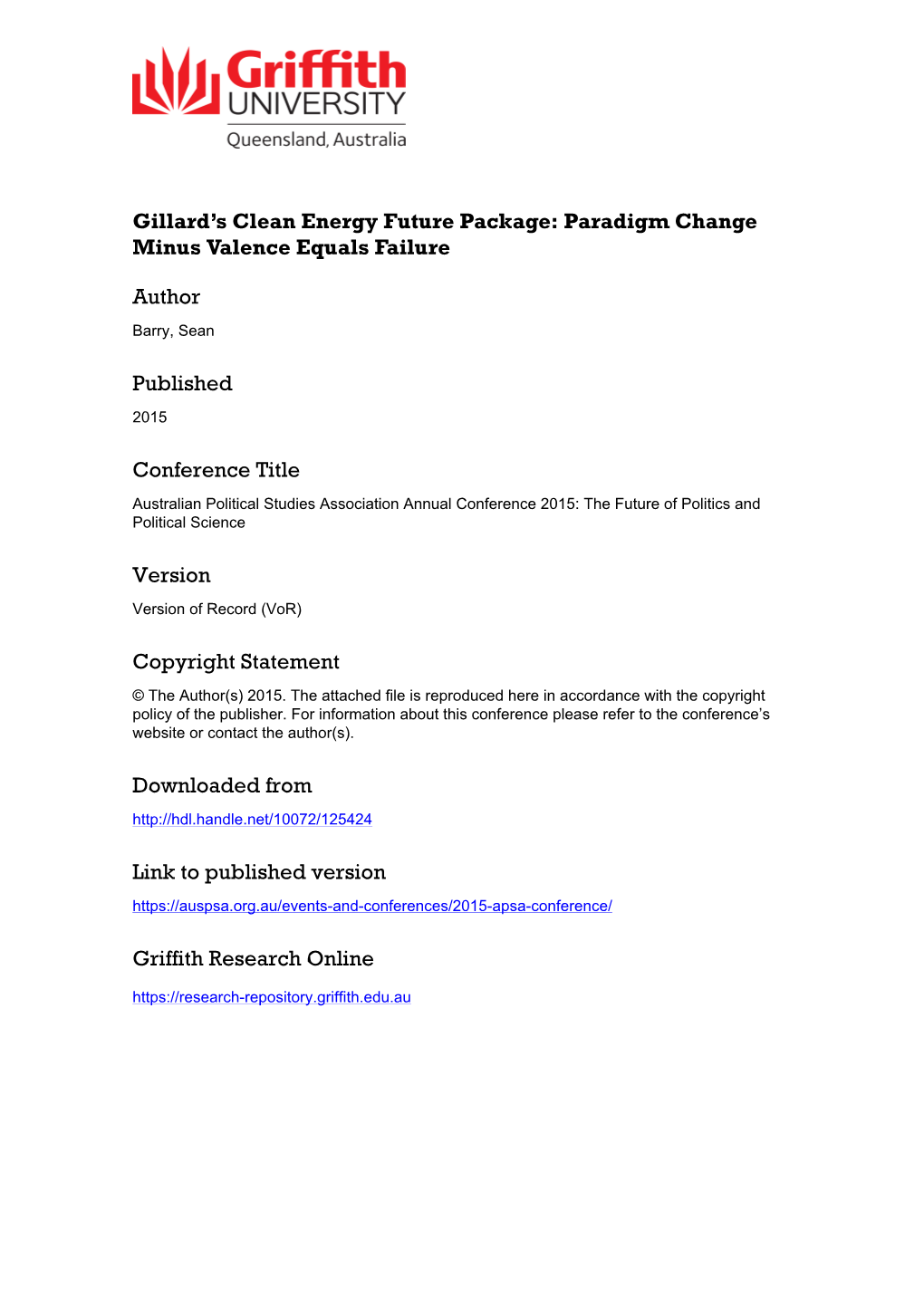 Gillard's Clean Energy Future Package—Paradigm Change