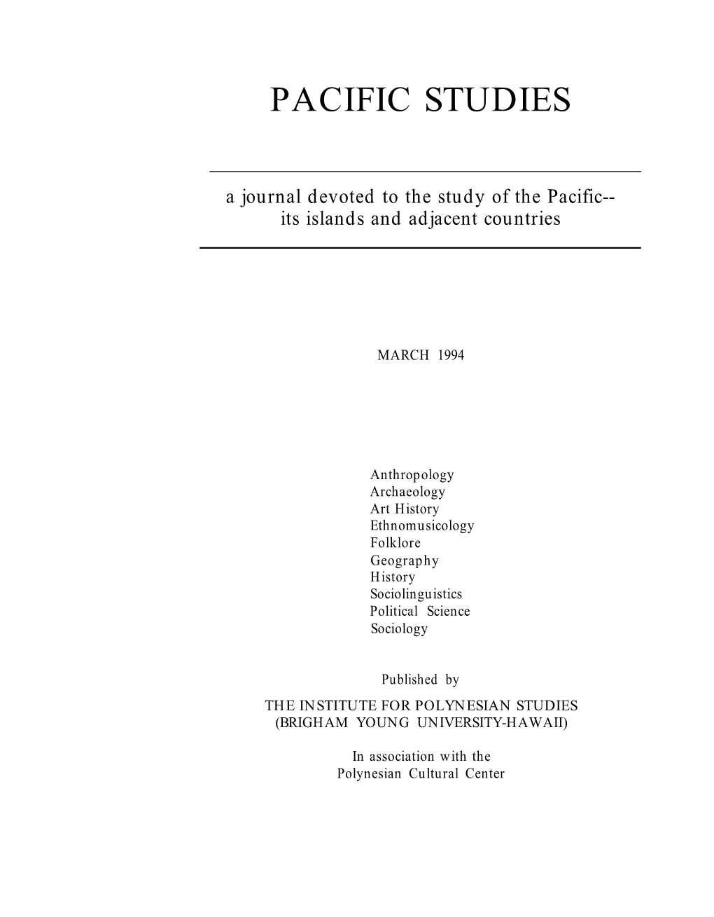 Vol. 17 No. 1 Pacific Studies