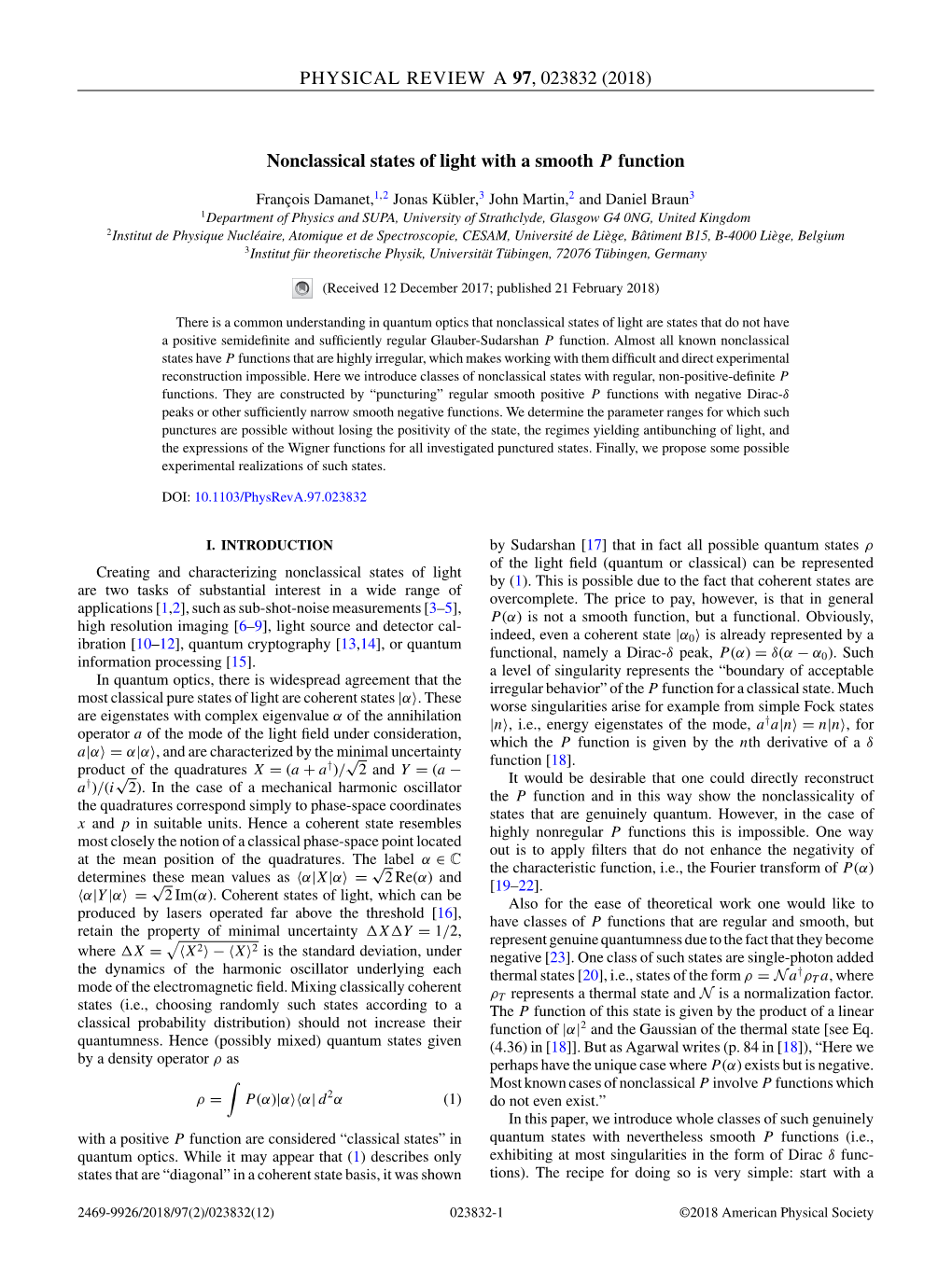 Nonclassical States of Light with a Smooth $P$ Function