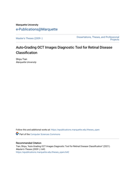Auto-Grading OCT Images Diagnostic Tool for Retinal Disease Classification