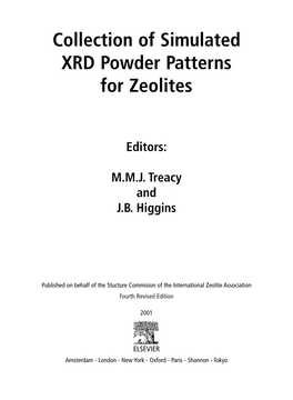 Collection of Simulated XRD Powder Patterns for Zeolites