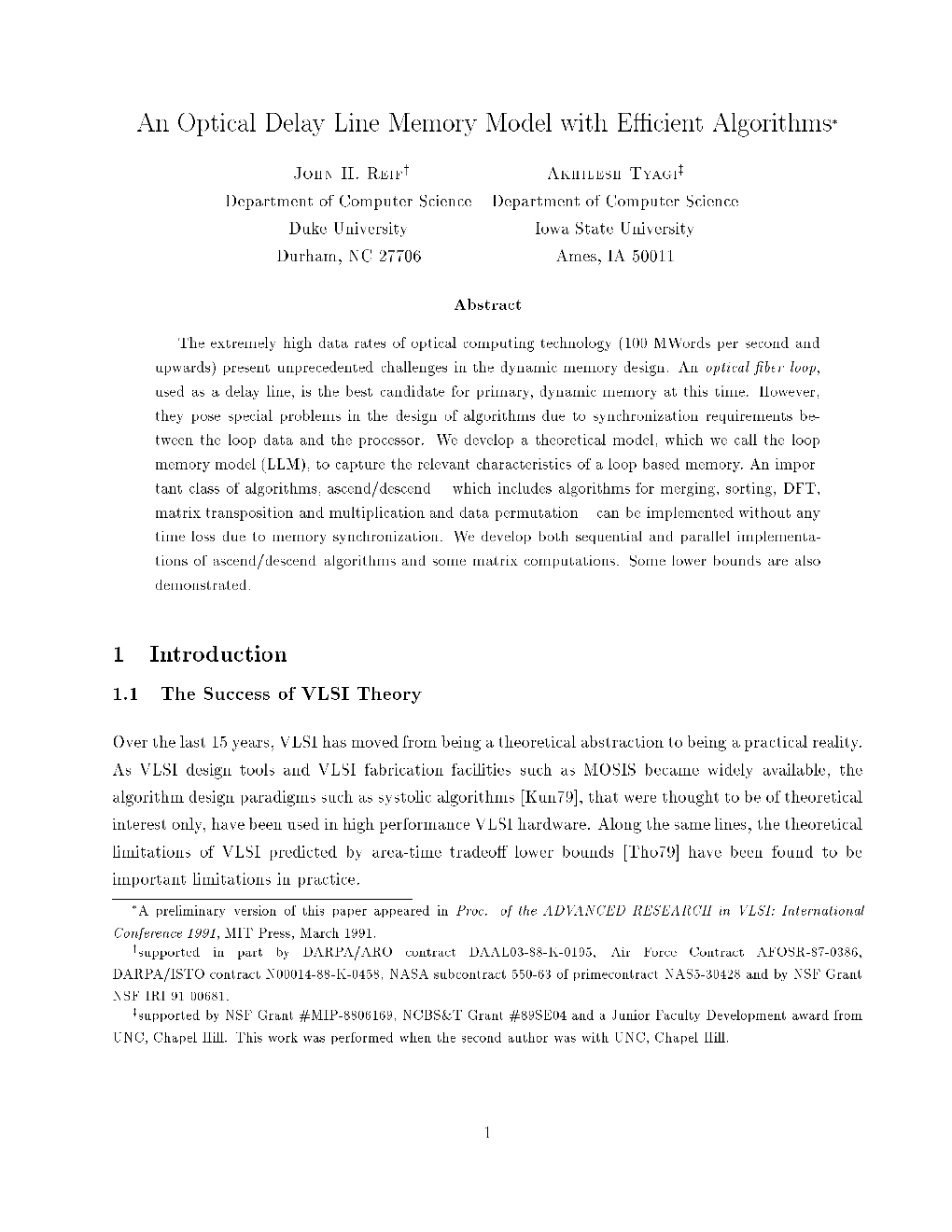 An Optical Delay Line Memory Model with E Cient Algorithms