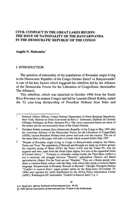 Civil Conflict in the Great Lakes Region: the Issue of Nationality of the Banyarwanda in the Democratic Republic of the Congo