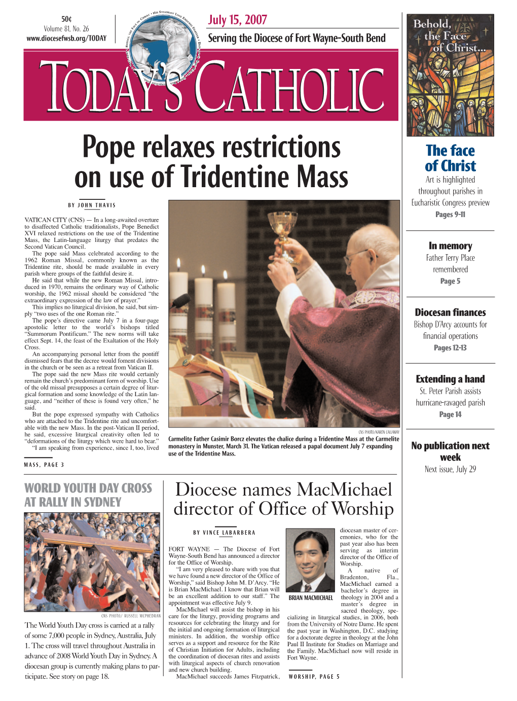 Pope Relaxes Restrictions on Use of Tridentine Mass