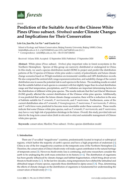 Prediction of the Suitable Area of the Chinese White Pines (Pinus Subsect. Strobus) Under Climate Changes and Implications for Their Conservation