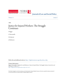 Justice for Injured Workers: the Struggle Continues