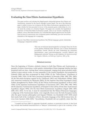 Evaluating the Sino-Tibeto-Austronesian Hypothesis