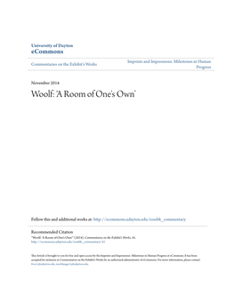 Woolf: ‘A Room of One's Own’