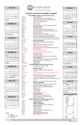 2020-2021 COLLEGIATE ACADEMIC CALENDAR V