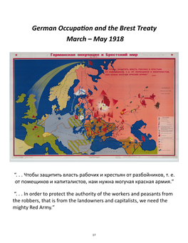 German Occupation and the Brest Treaty March – May 1918