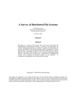 A Survey of Distributed File Systems