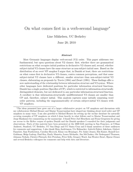 On What Comes First in a Verb-Second Language